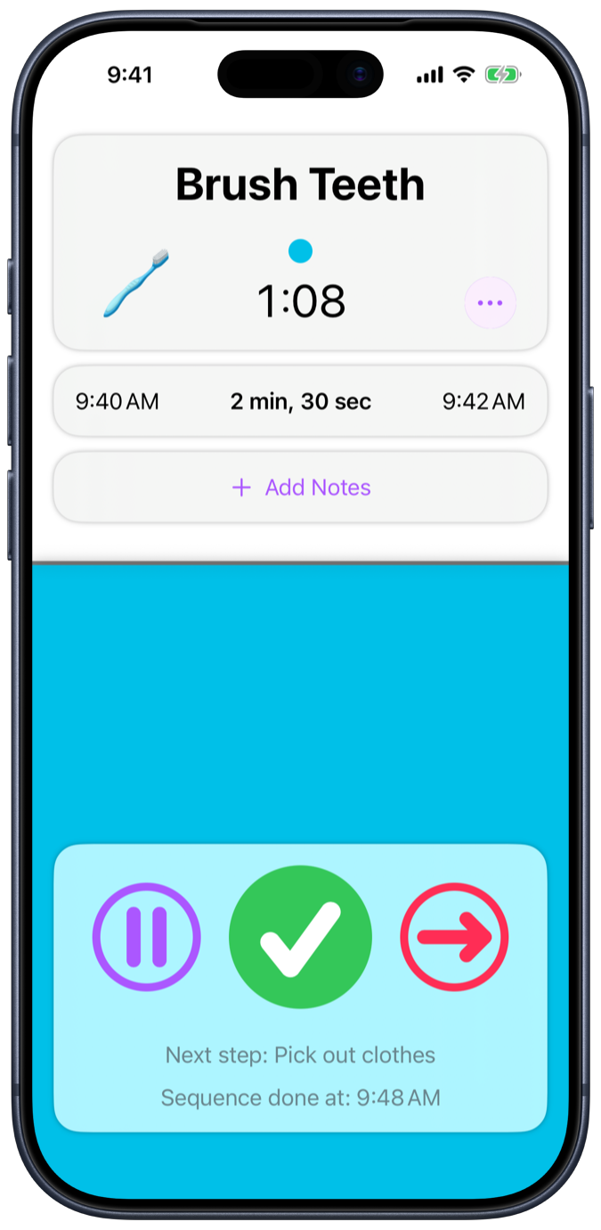 Screenshot of the timer screen